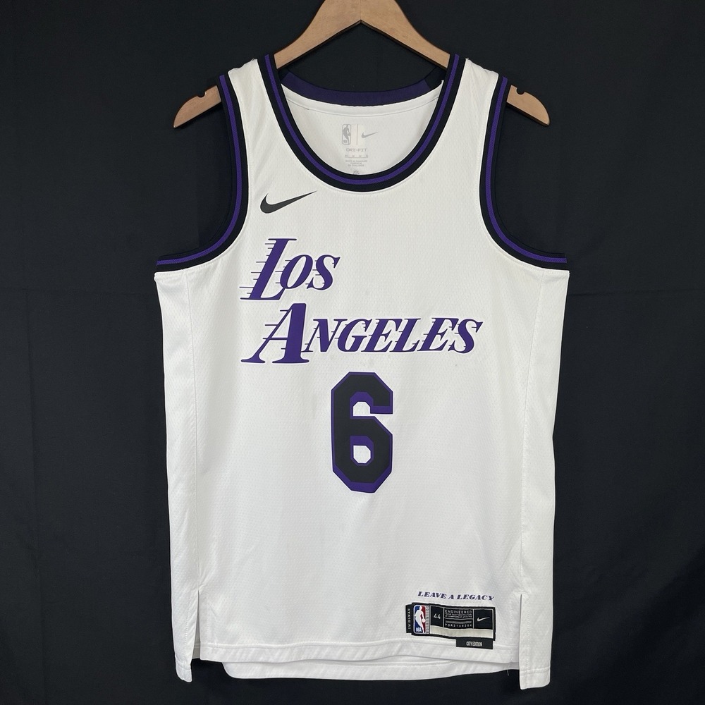 Nike LeBron James Los Angeles Lakers Jersey Mens Medium White City Edition #6